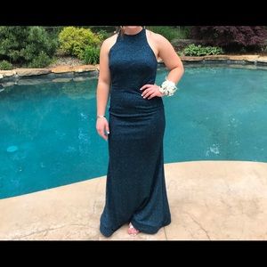 Long Teal Prom Dress
